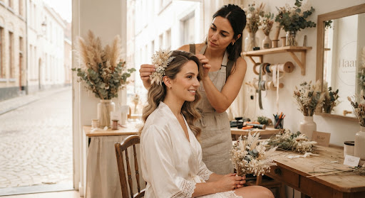 Illustratieve voorbereiding van feestelijke haarstyling